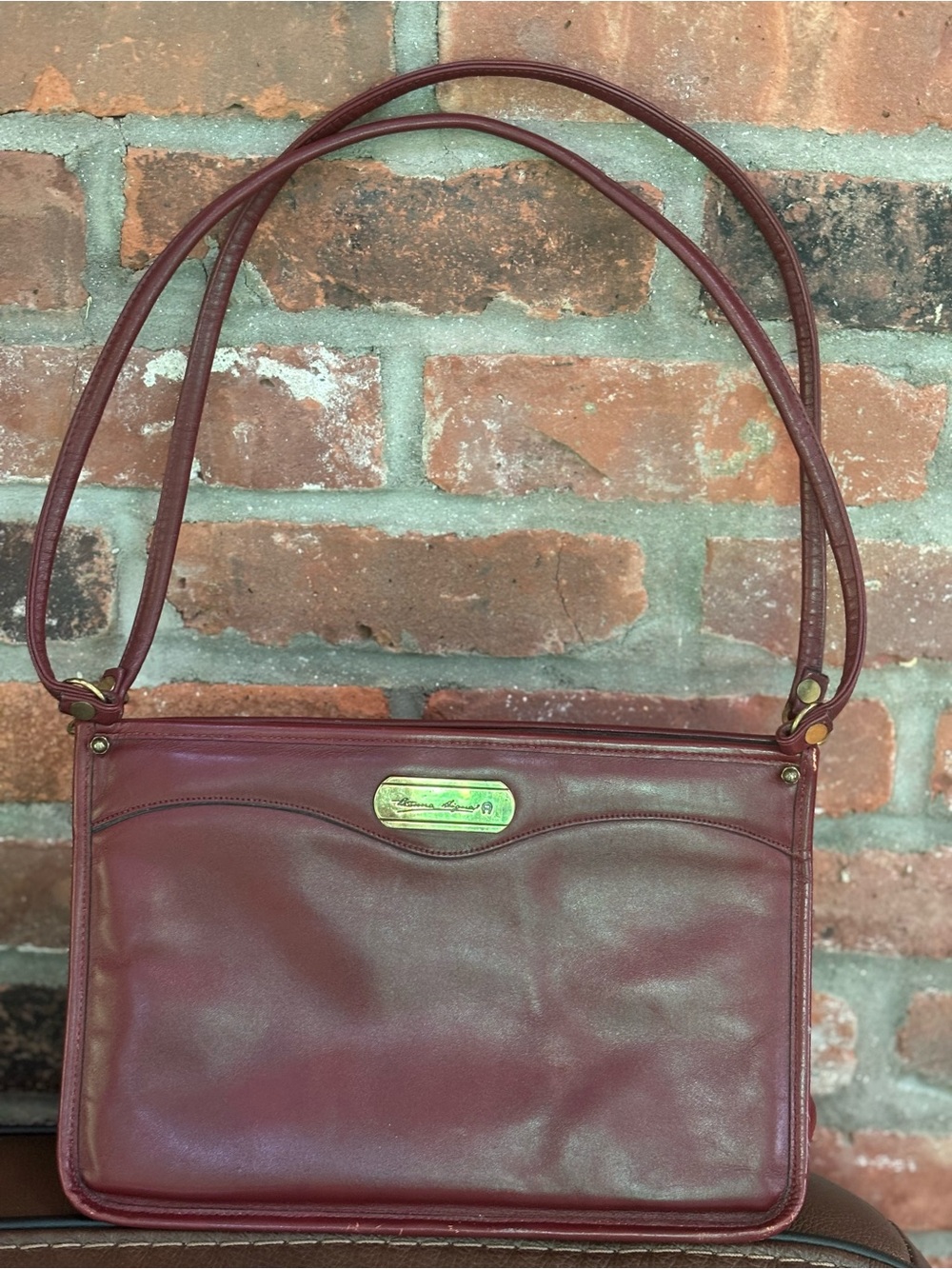 Vintage Etienne Aigner Oxblood Leather Shoulder Bag | Made in USA